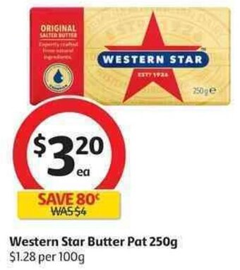 Coles Western Star Butter Pat 250g offer