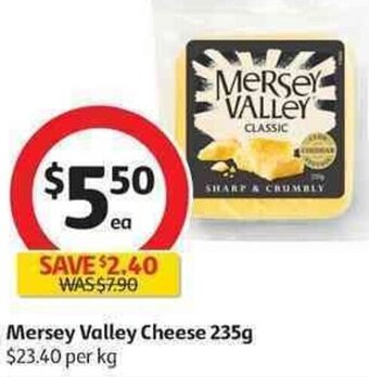 Coles Mersey Valley Cheese 235g offer