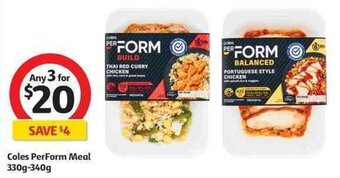 Coles PerForm Meal 330g-340g