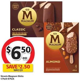 Coles Streets Magnum Sticks 4 Pack-6 Pack offer