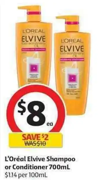 Coles L'Oréal Elvive Shampoo or Conditioner700ml offer