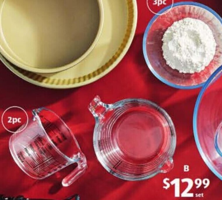 Glass Mixing Bowl 3pc or Measuring Jug offer at ALDI