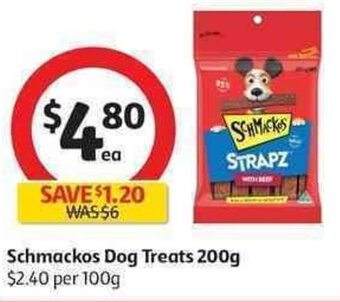 Coles Schmackos Dog Treats 200g offer