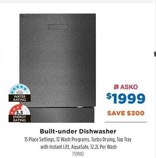 Builtunder dishwasher asko offer at Betta