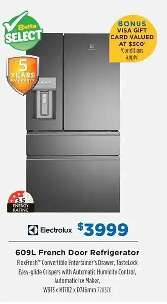 Betta 609l french door refrigerator electrolux offer