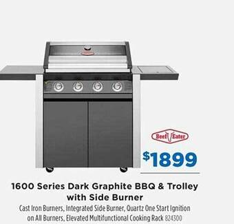 Betta 1600 series dark graphite bbq & trolley with side burner offer