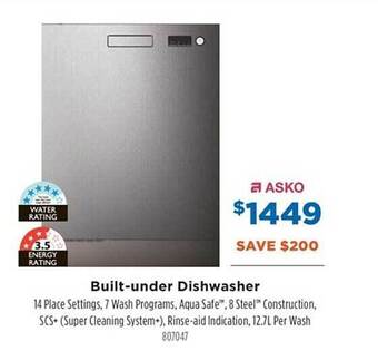 Betta Asko built-under dishwasher offer
