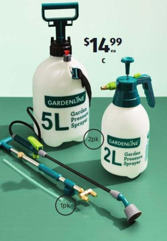2L and 5L Pressure Spray Pack or Double Nozzle Pump Sprayer offer at ALDI