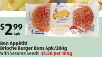 ALDI Bon Appétit Brioche Burgers Buns 200g offer