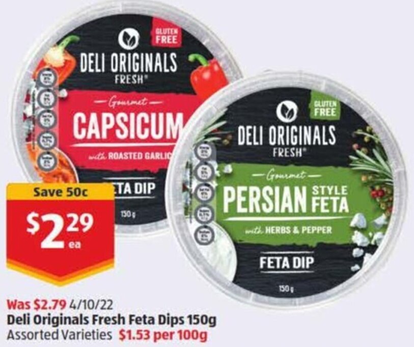 Deli Original Fresh Feta Dips 150 g offer at ALDI