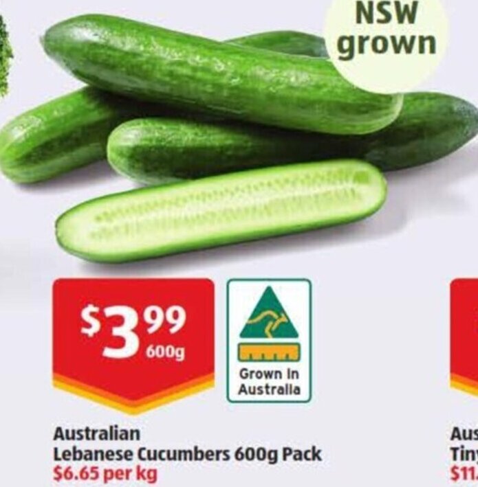 Australian Cucumbers 600 g offer at ALDI