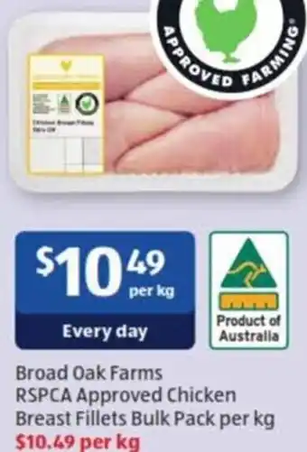 ALDI Broad Oak Farms RSPA Approved Chicken Breast Fillets Bulk Pack offer