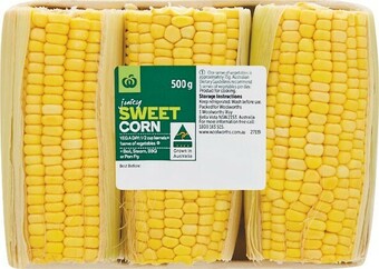 Woolworths Australian Sweet Corn or Polka Dot Corn 500g Pack offer