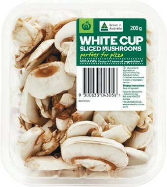 Woolworths Australian Cup or Sliced Mushrooms 200g Pack offer