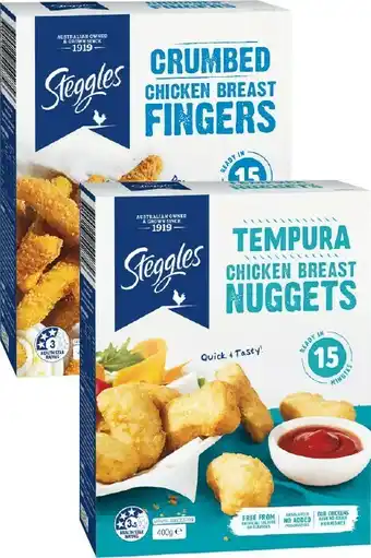 Woolworths Steggles Frozen Chicken Breast Fingers or Nuggets 400g u2013 From the Freezer offer