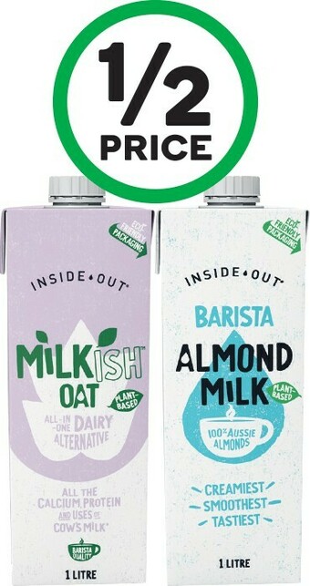 Woolworths Inside Out Milkish Almond or Oat or Barista Almond Long Life Milk 1 Litre offer