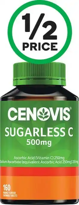 Woolworths Cenovis Sugarless C 500mg Tablets Orange Flavour Pk 160¥ offer