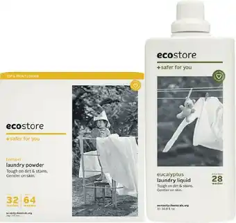 Woolworths Ecostore Laundry Liquid 1 Litre or Powder 1 kg offer
