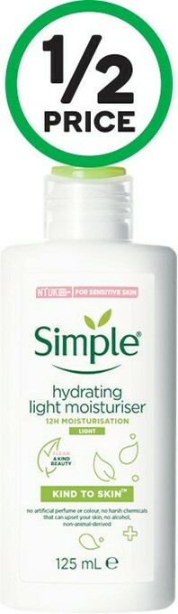 Woolworths Simple Kind To Skin Light Moisturiser Hydrating 125ml offer