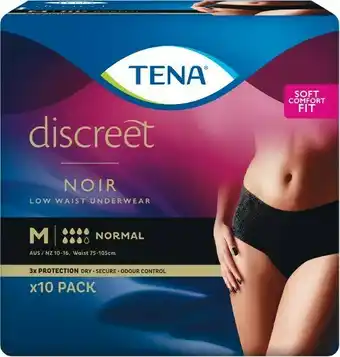 Woolworths Tena Discreet Women Low Waist Underwear Pk 9-10 offer