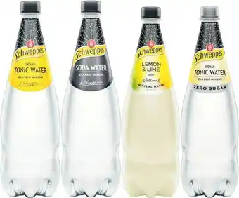 Coles Schweppes Mixers, Mineral Water or Soft Drinks 1.1 Litre offer
