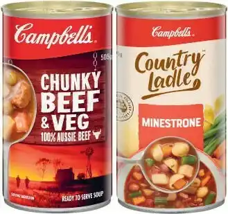 Coles Campbellu2019s Country Ladle or Chunky Soup 495g-505g offer