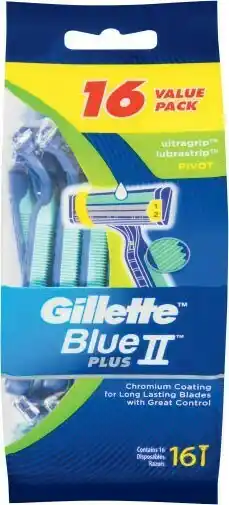 Coles Gillette Blue II Plus Disposable Pivot Razor 16 Pack offer
