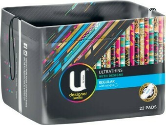 Coles U by Kotex Designs Ultra Thin Regular Pads with Wings 22 Pack offer