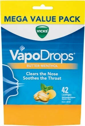 Coles Vicks Vapodrops Butter Menthol Lozenges 42 Pack^ offer