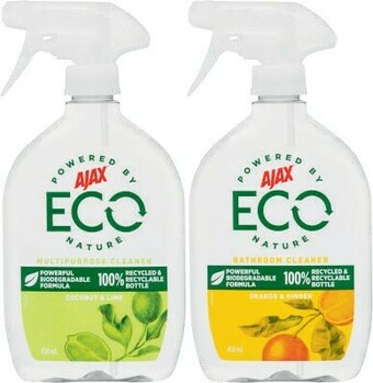 Coles Ajax Eco Multipurpose or Bathroom Cleaner 450mL offer