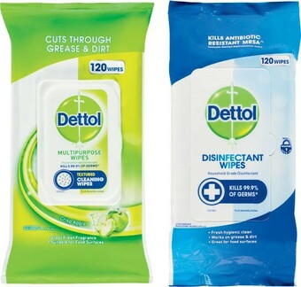 Coles Dettol Multipurpose Disinfectant Wipes 120 Pack offer