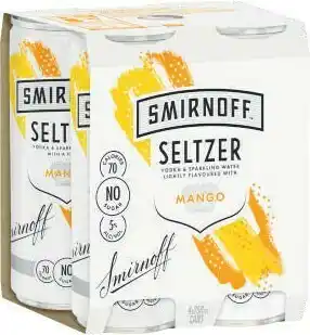 Coles Smirnoff Seltzer Mango Cans 4x250mL offer
