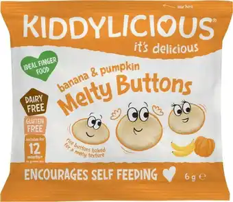 Coles Kiddylicious Melty Buttons Banana & Pumpkin 12m+ 6g offer