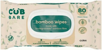 Coles CUB Bare Bamboo Wipes 80 Pack offer