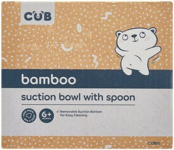 Coles CUB Bamboo Silicone Suction Bowl with Spoon 1 Pack offer