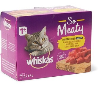 BIG W Whiskas so meaty poultry dishes in gravy wet cat food 12 x 85g offer