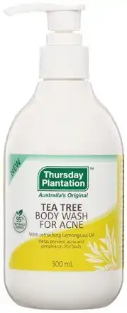 BIG W Thursday plantation tea tree body wash for acne 300ml offer
