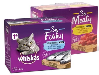 BIG W Whiskas 12-pack cat food pouch varieties 85g offer
