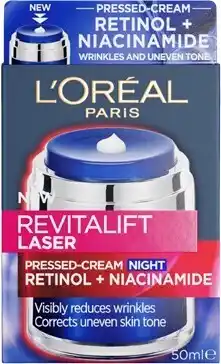 BIG W L'oréal paris revitalift laser retinol + niacinamide pressed night cream 50ml offer