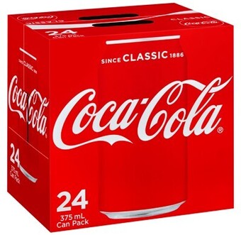 BIG W Coca-cola drink cans 375ml 24 pack offer