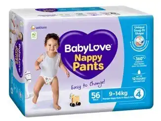 BIG W Babylove jumbo nappy pants toddler 9-14kg 56 pack offer