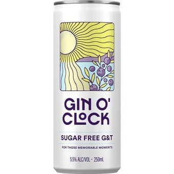 Gin o'clock sugar free gin and tonic 250ml