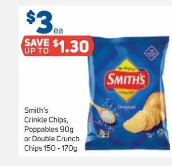 Foodland Smith's crinkle chips, poppables 90g or double crunch chips 150-170g offer