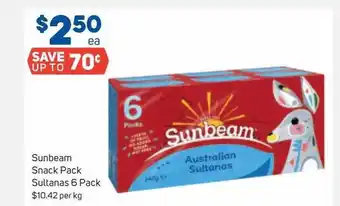 Sunbeam snack pack sultanas 6 pack