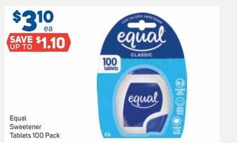 Foodland Equal sweetener tablets 100 pack offer