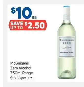 Foodland Mcguigans zero alcohol 750ml range offer
