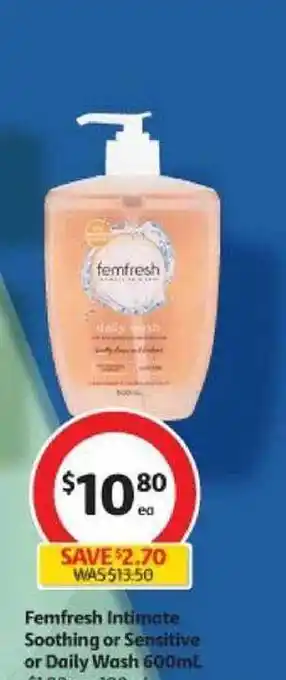 Coles Femfresh intimate soothing or sensitive or daily wash offer