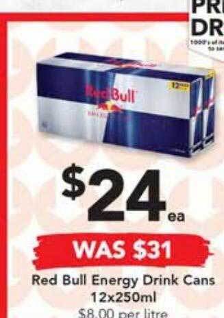 Drakes Red bull energy drink cans offer
