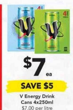 Drakes V energy drink cans offer