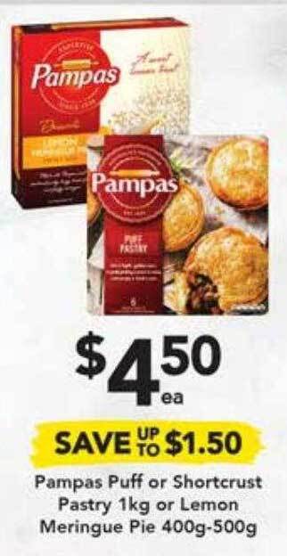 Drakes Pampas puff or shortcrust pastry or lemon meringue pie offer